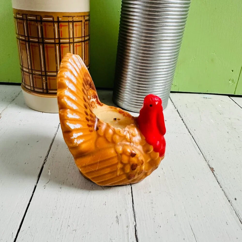 Vintage 1960s Gurley Turkey Candle Thanksgiving Fall Decor 4.75 Inch